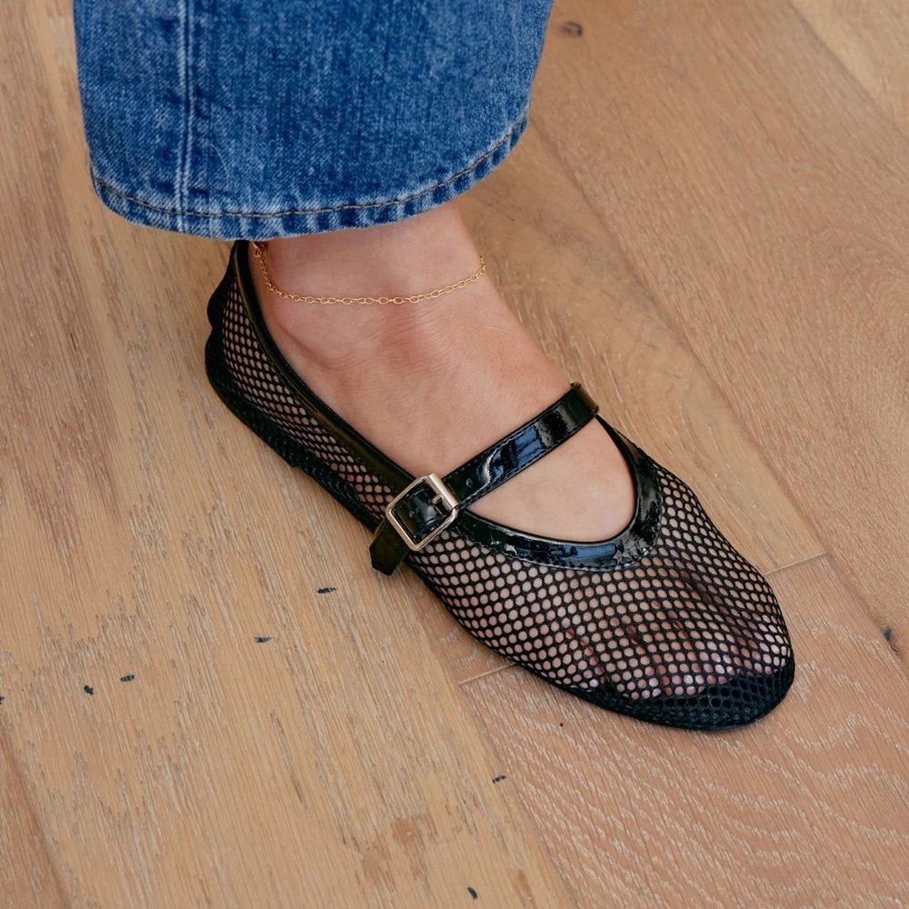 EUC Matisse Nolita fishnet mesh Mary Jane ballet flats in black